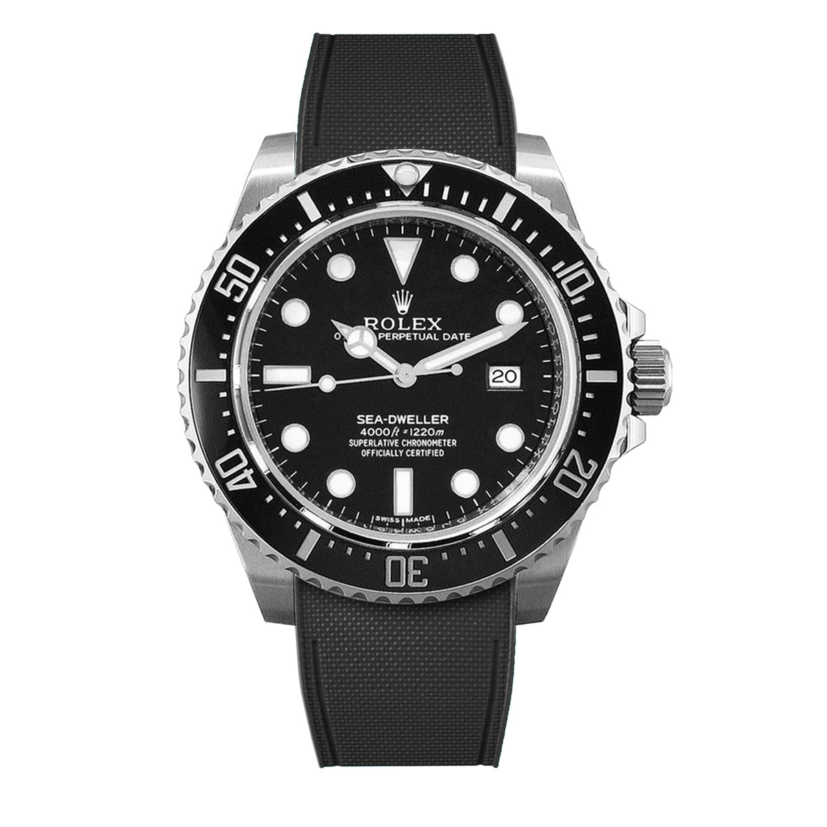 R strap watch band for ﻿Rolex Sea Dweller 4000, 40mm ceramic glidelock