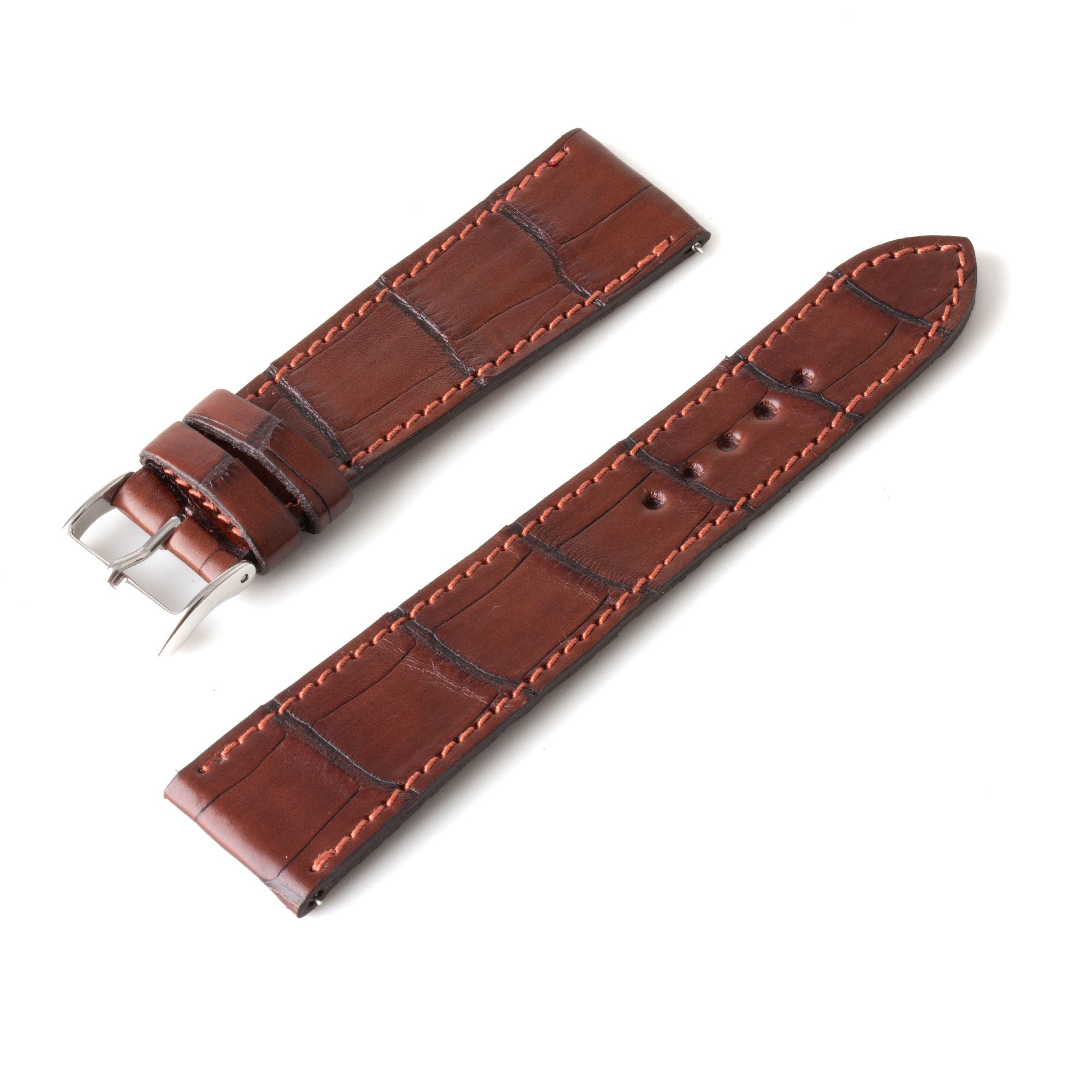 Alligator "Solo" leather watch band - 22mm width (0.87 inches) / Size M (n° 2)