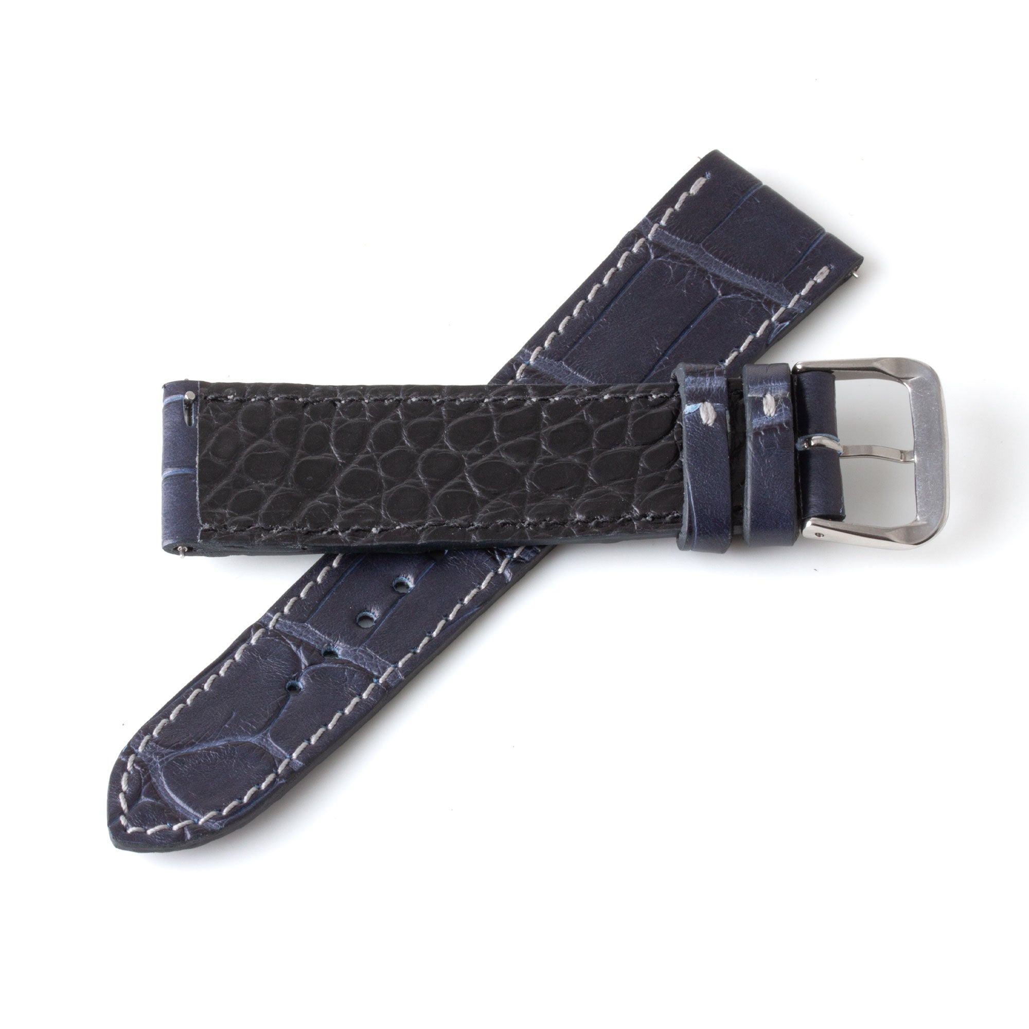 Alligator "Solo" leather watch band - 22mm width (0.87 inches) / Size M (n° 3)