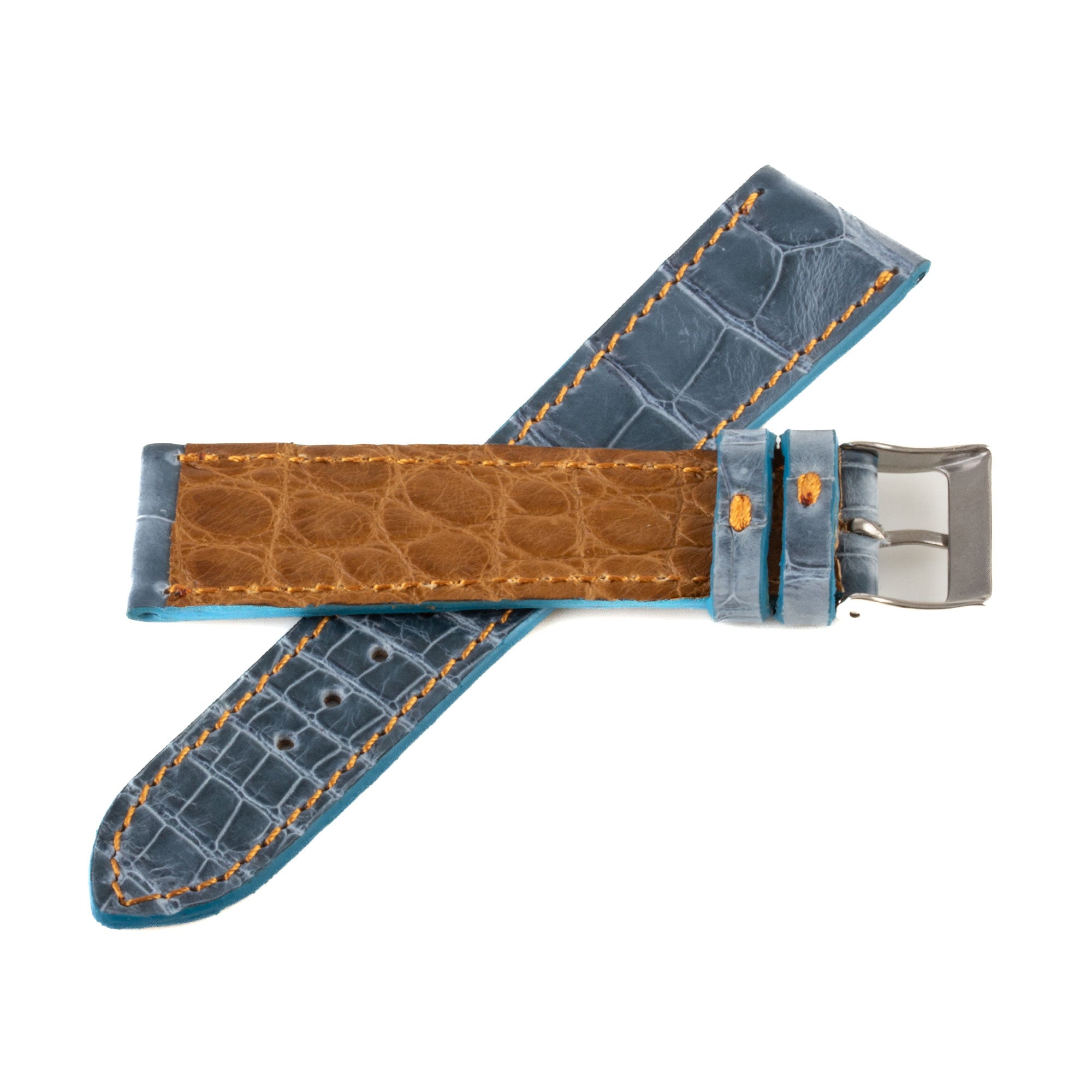 Alligator "Solo" leather watch band - 22mm width (0.87 inches) / Size M (n° 4)