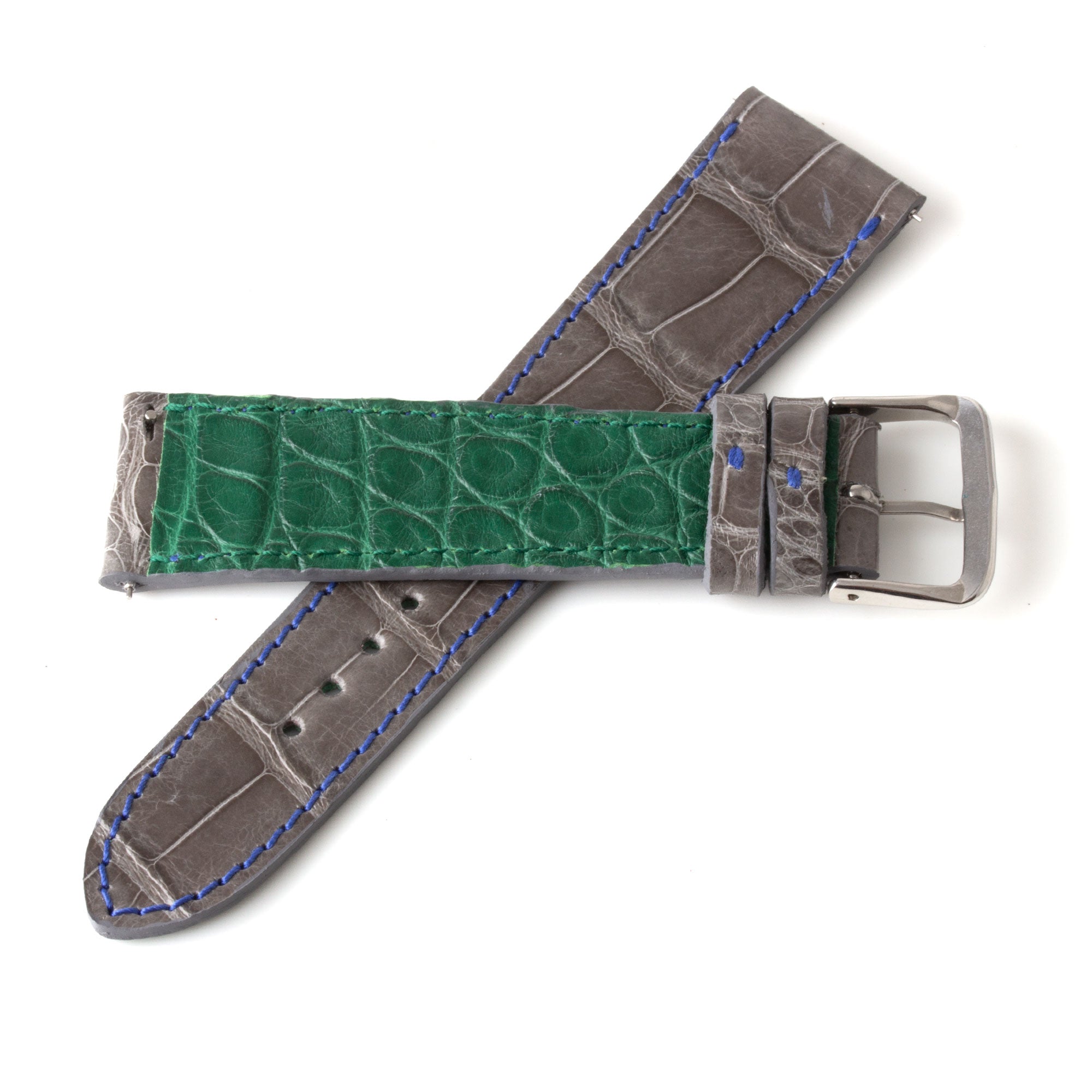Alligator "Solo" leather watch band - 22mm width (0.87 inches) / Size M (n° 4)