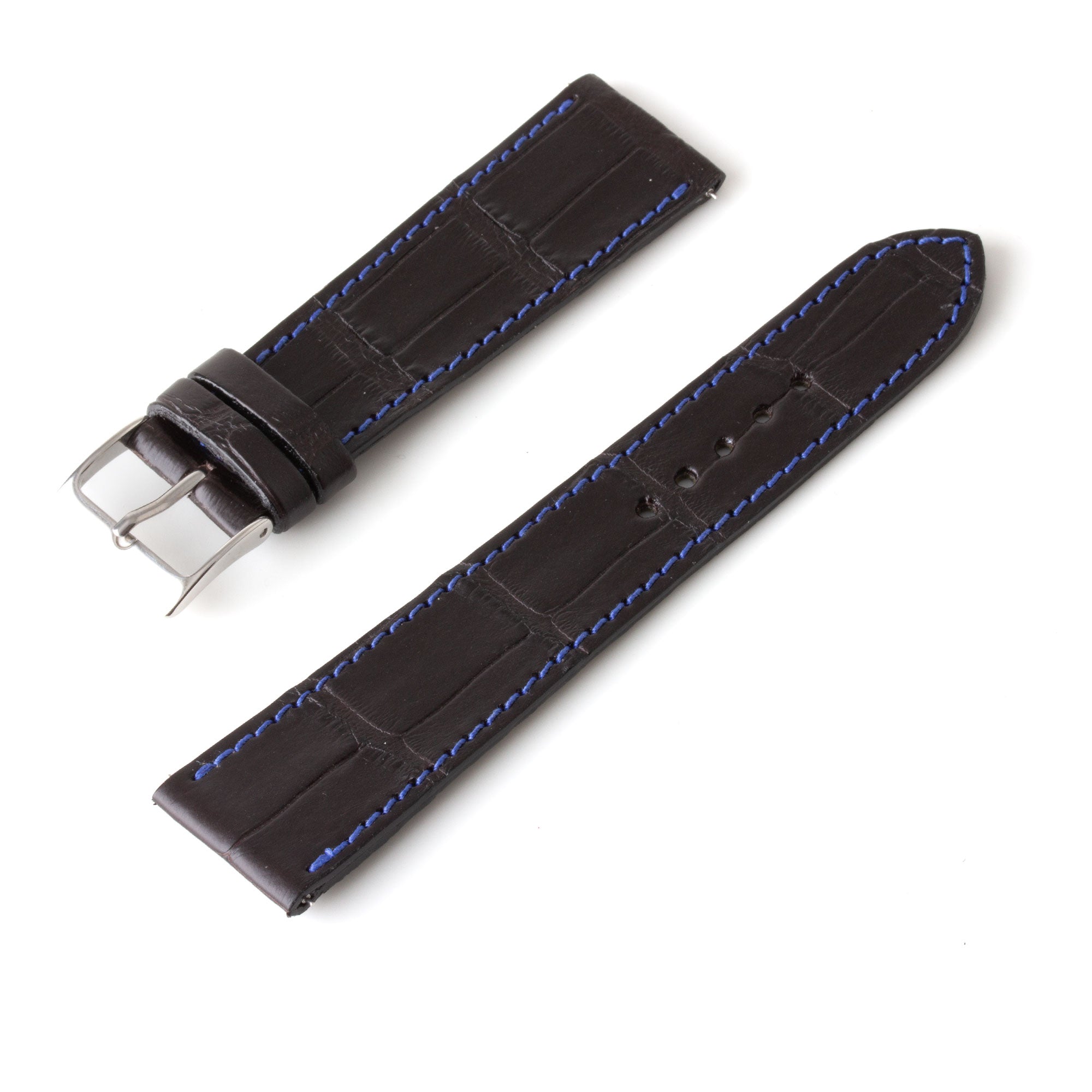 Alligator "Solo" leather watch band - 22mm width (0.87 inches) / Size M (n° 7)