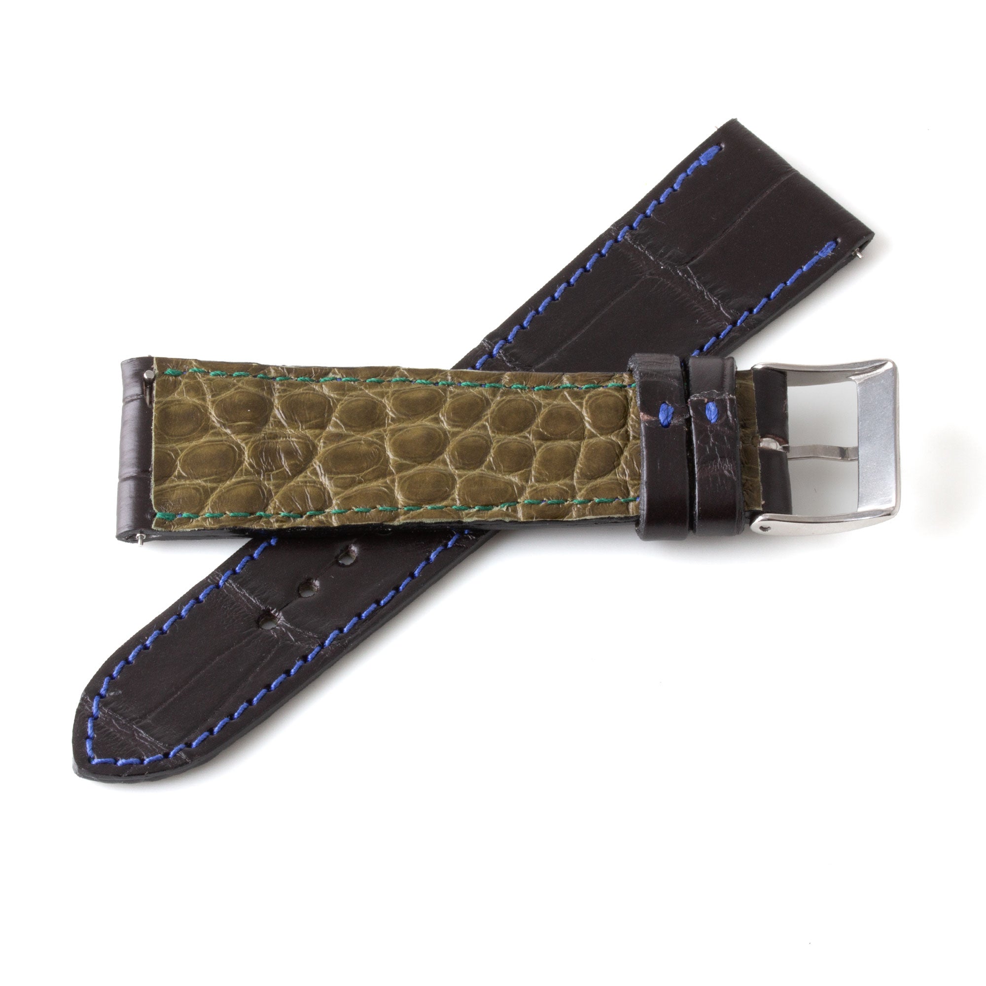 Alligator "Solo" leather watch band - 22mm width (0.87 inches) / Size M (n° 7)