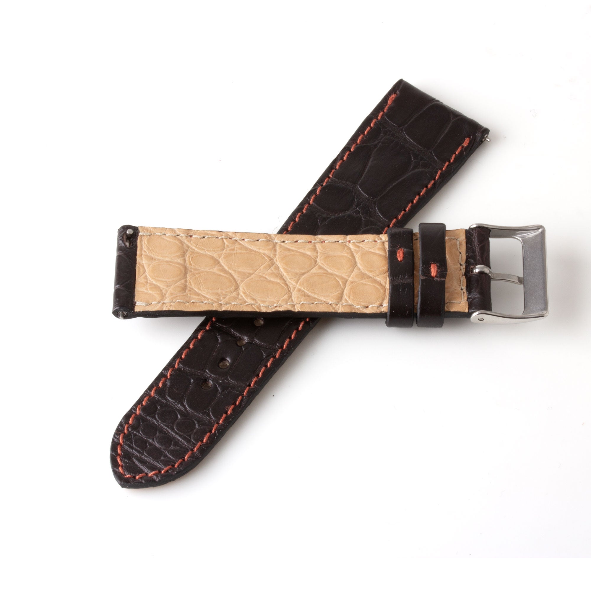 Alligator "Solo" leather watch band - 23mm width (0.90 inches) / Size M (n° 1)