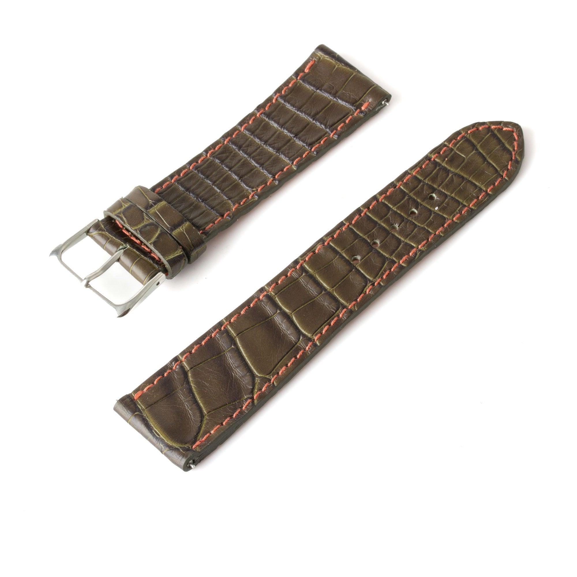 Alligator "Solo" leather watch band - 23mm width (0.90 inches) / Size M (n° 8)