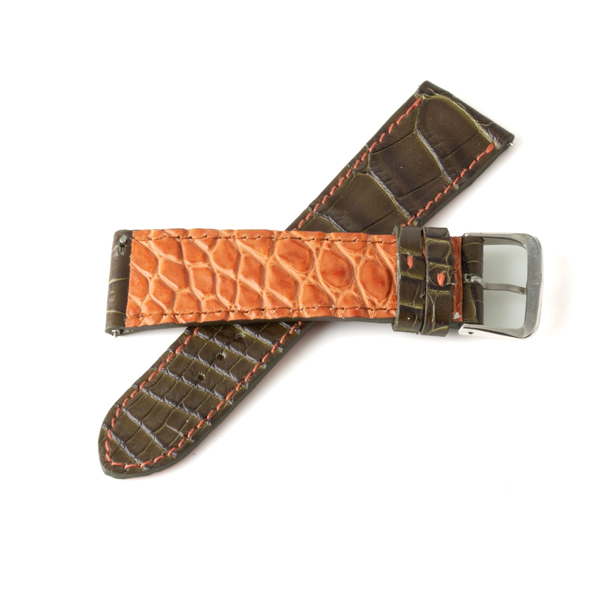 Alligator "Solo" leather watch band - 23mm width (0.90 inches) / Size M (n° 8)