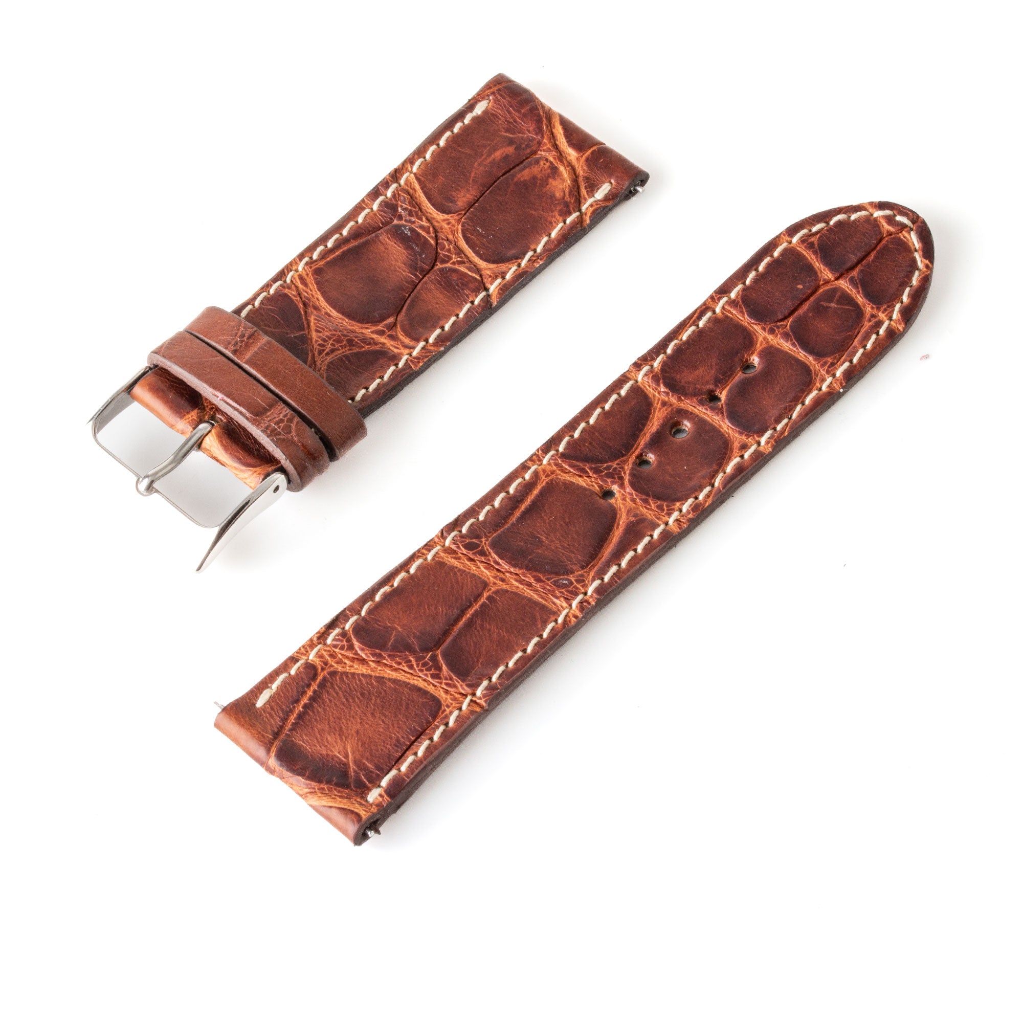 Alligator "Solo" leather watch band - 24mm width (0.94 inches) / Size S (n° 1)