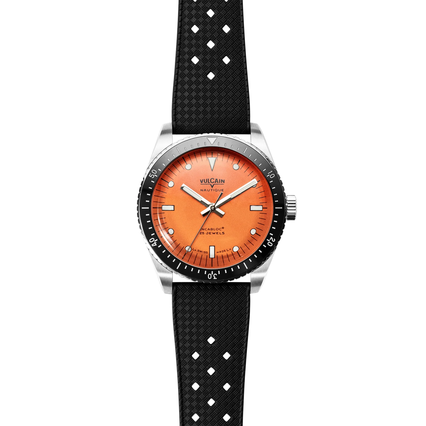 Vulcain Watch - Skindiver Nautique 38mm - Orange (metal bracelet + rubber strap included)