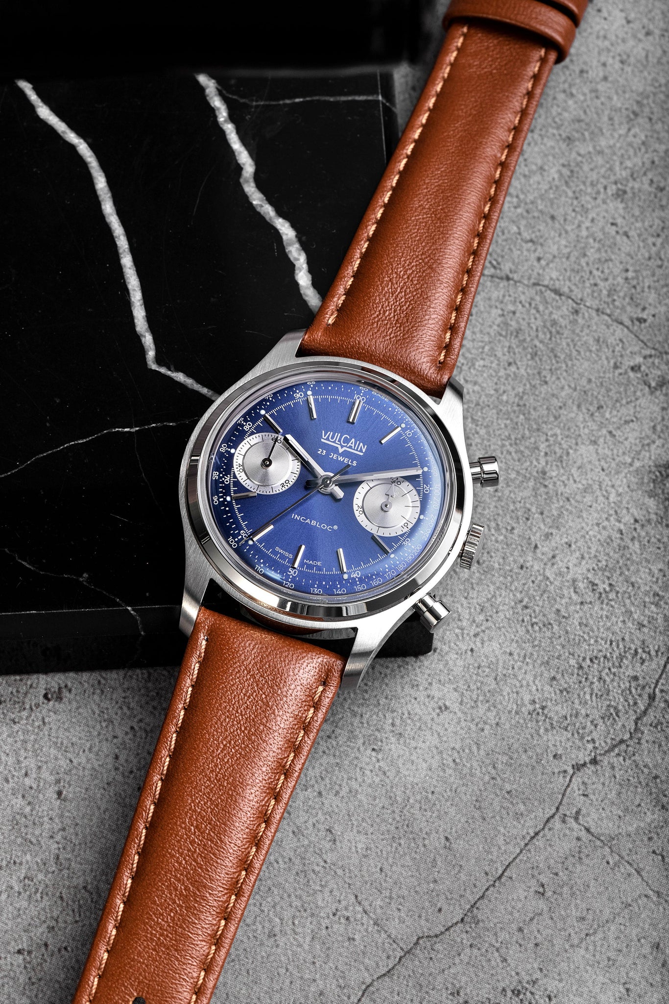 Montre Vulcain - Chronograph 70's 38mm - Blue