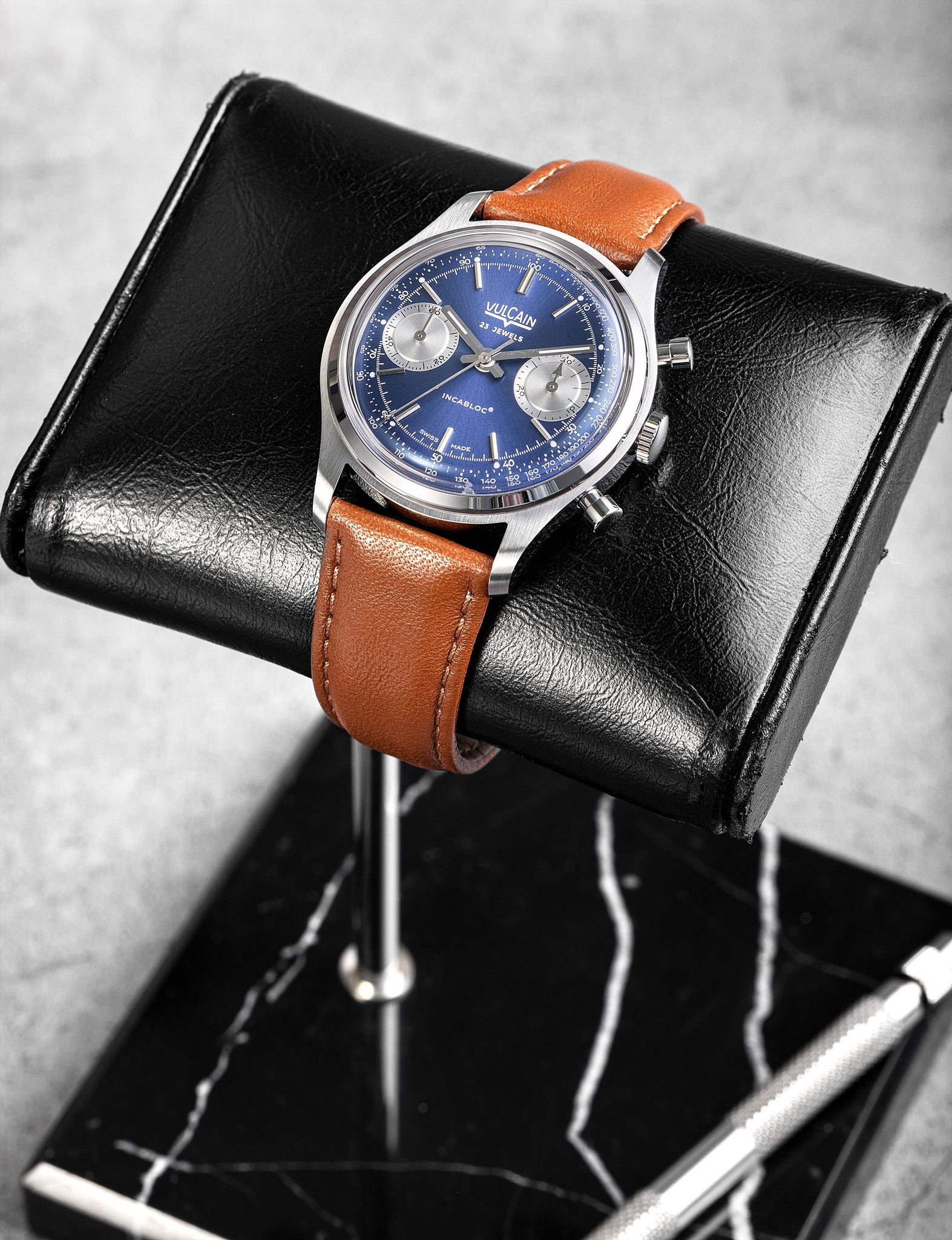 Montre Vulcain - Chronograph 70's 38mm - Blue