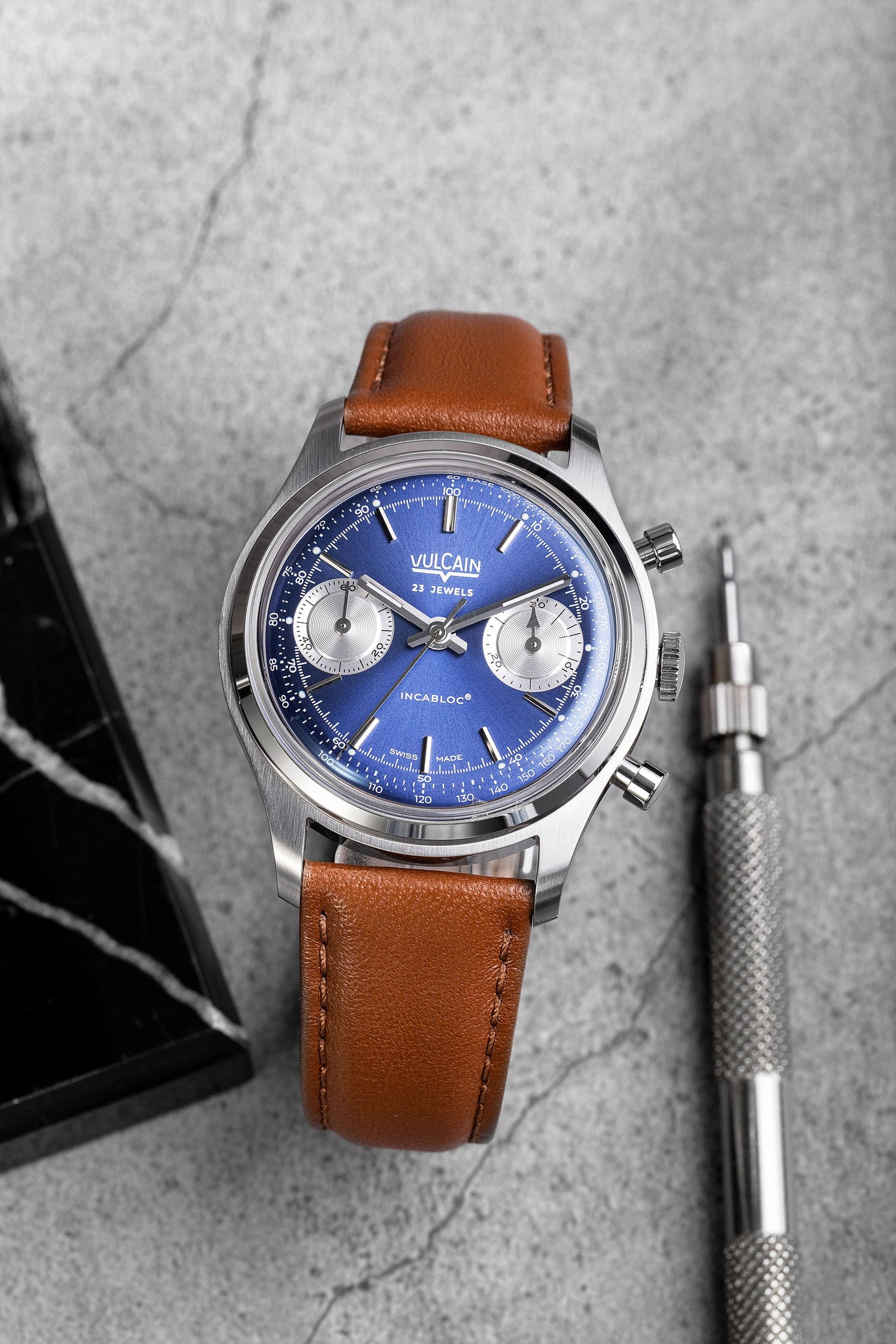 Montre Vulcain - Chronograph 70's 38mm - Blue