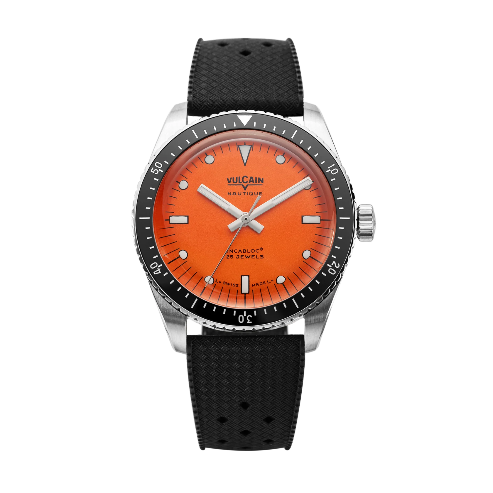 Vulcain Watch - Skindiver Nautique 38mm - Orange (metal bracelet + rubber strap included)