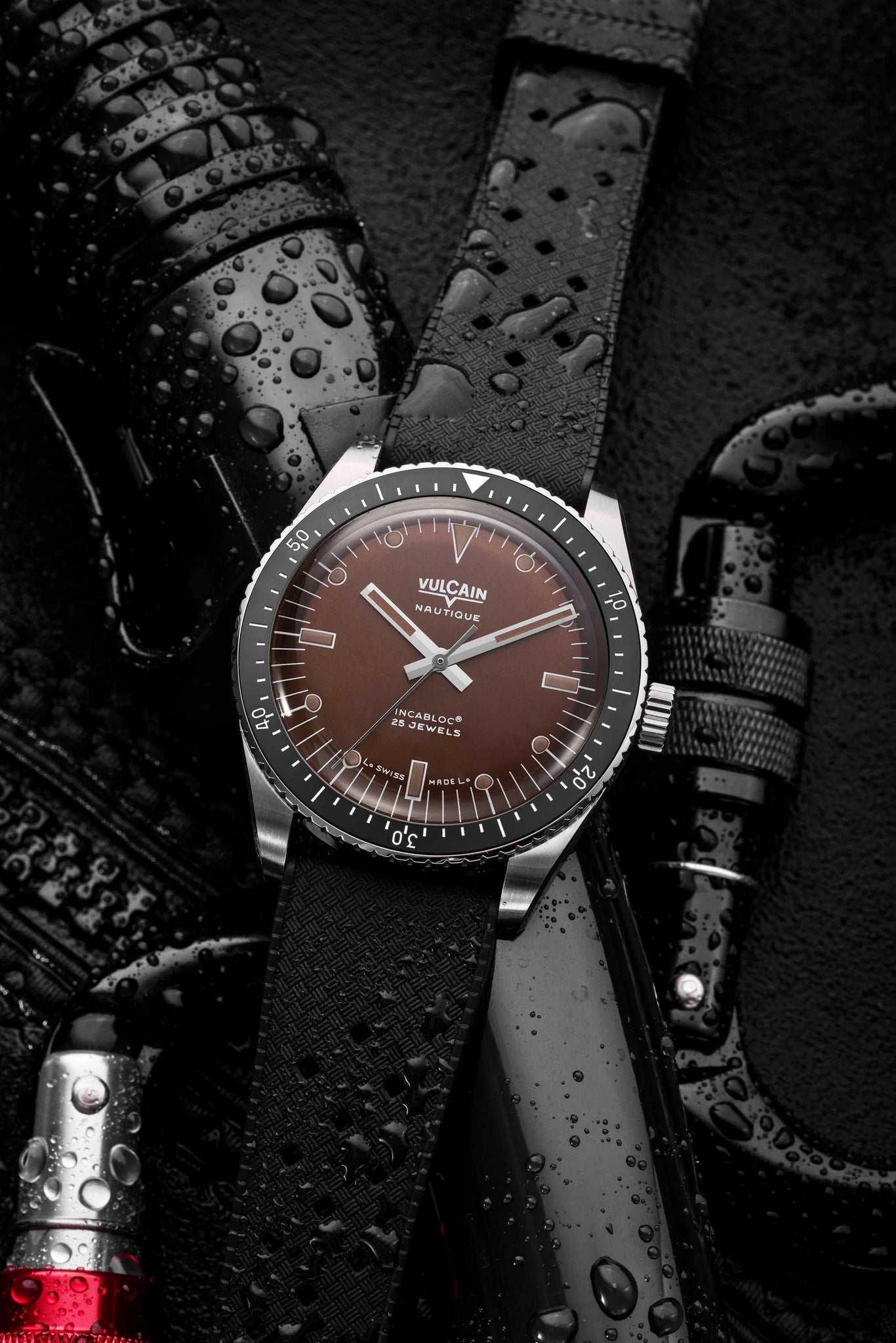 Montre Vulcain - Skindiver Nautique 38mm - "Coca Cola " Brown (metal bracelet + rubber strap included)