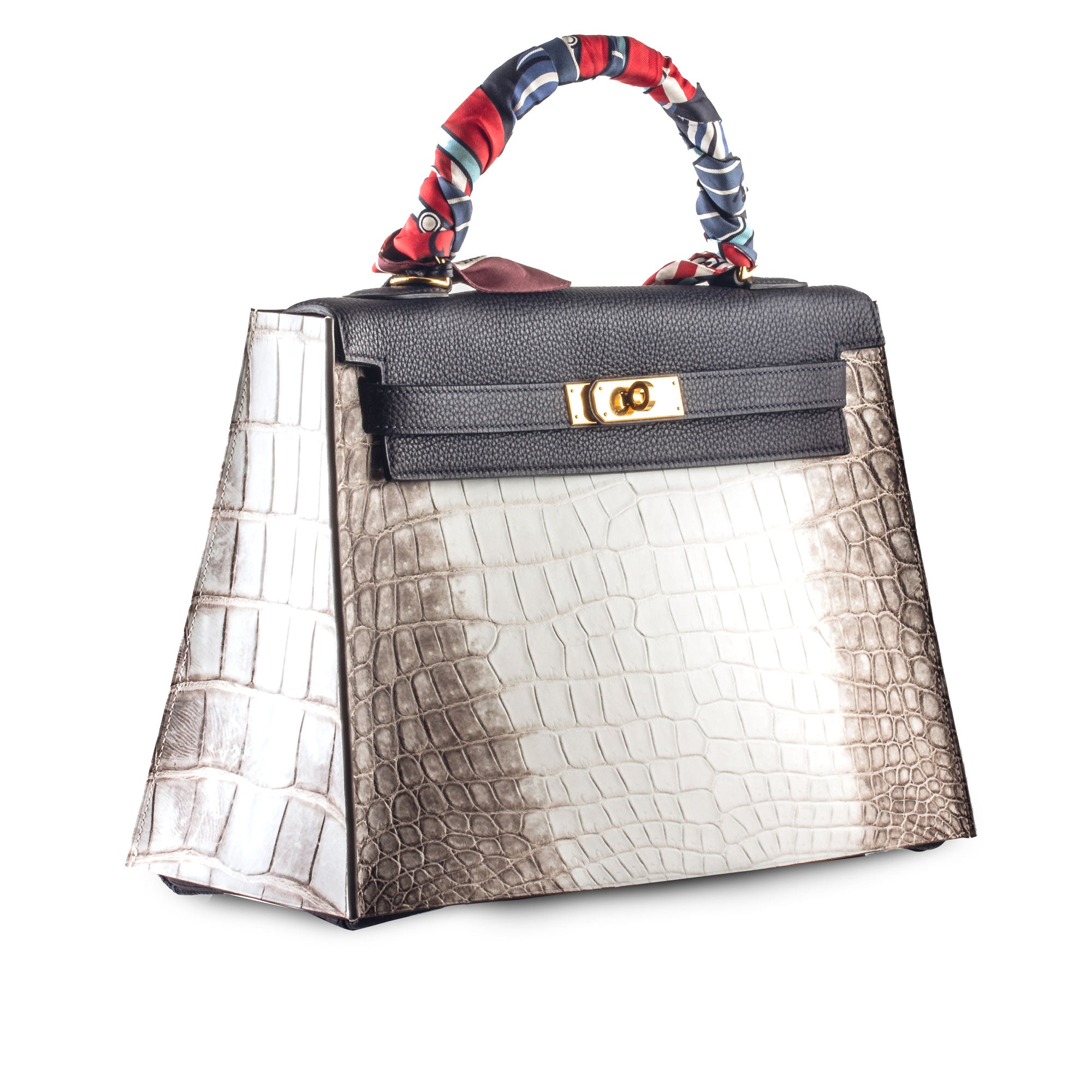 Leather Cover for Hermès Kelly & Birkin Bags - "Himalaya" type crocodile (Bag not included)