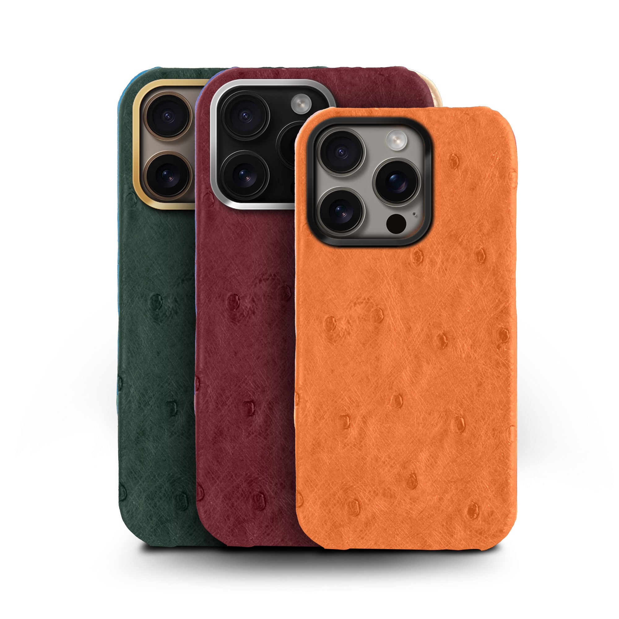 Leather iPhone case / cover - iPhone 16 ( Pro & Pro Max only ) - Ostrich leather