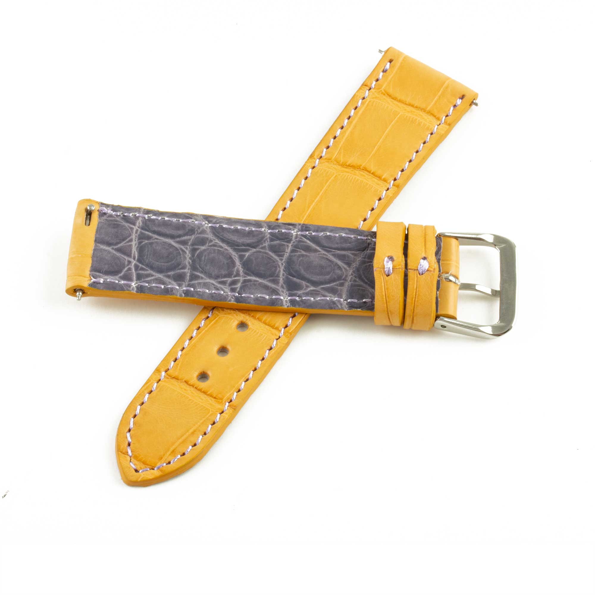 Alligator "Solo" leather watch band - 21mm width (0.83 inches) / Size M (n° 8)