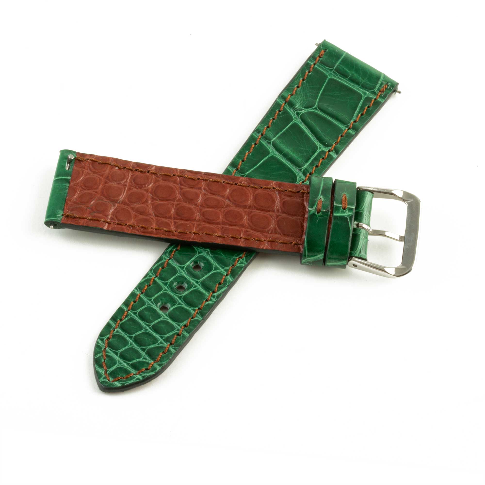 Alligator "Solo" leather watch band - 22mm width (0.87 inches) / Size M (n° 3)