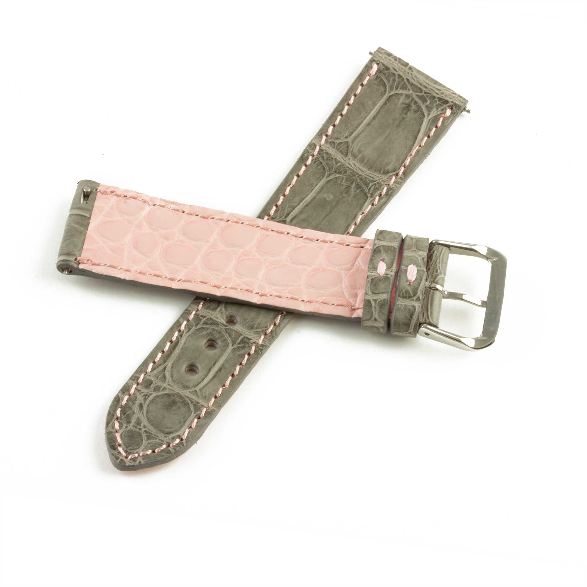 Alligator "Solo" leather watch band - 22mm width (0.87 inches) / Size M (n° 1)