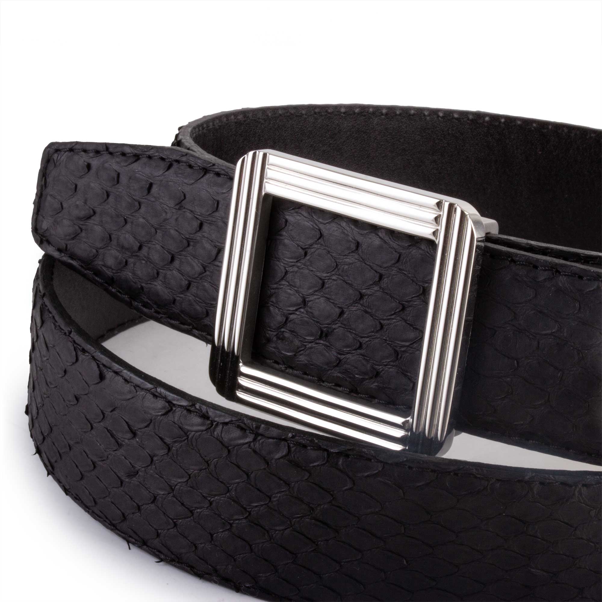 ABP leather belt + steel buckle - Shiny python