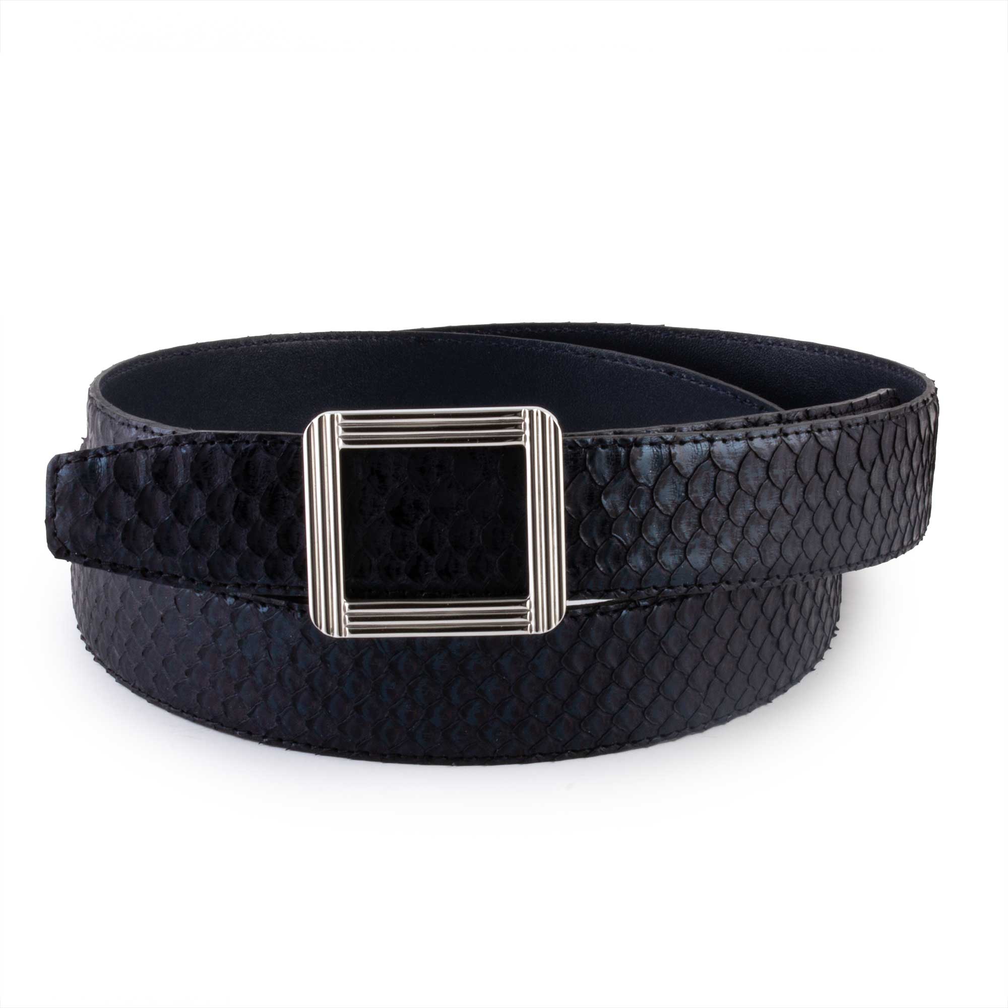 ABP leather belt + steel buckle - Shiny python