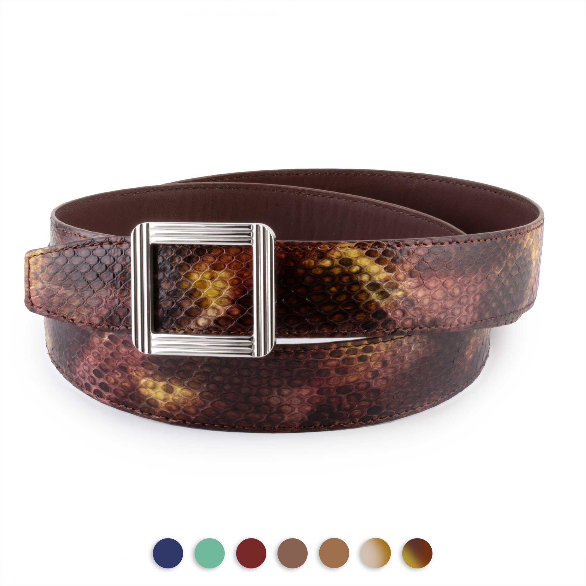 ABP leather belt + steel buckle - Shiny python