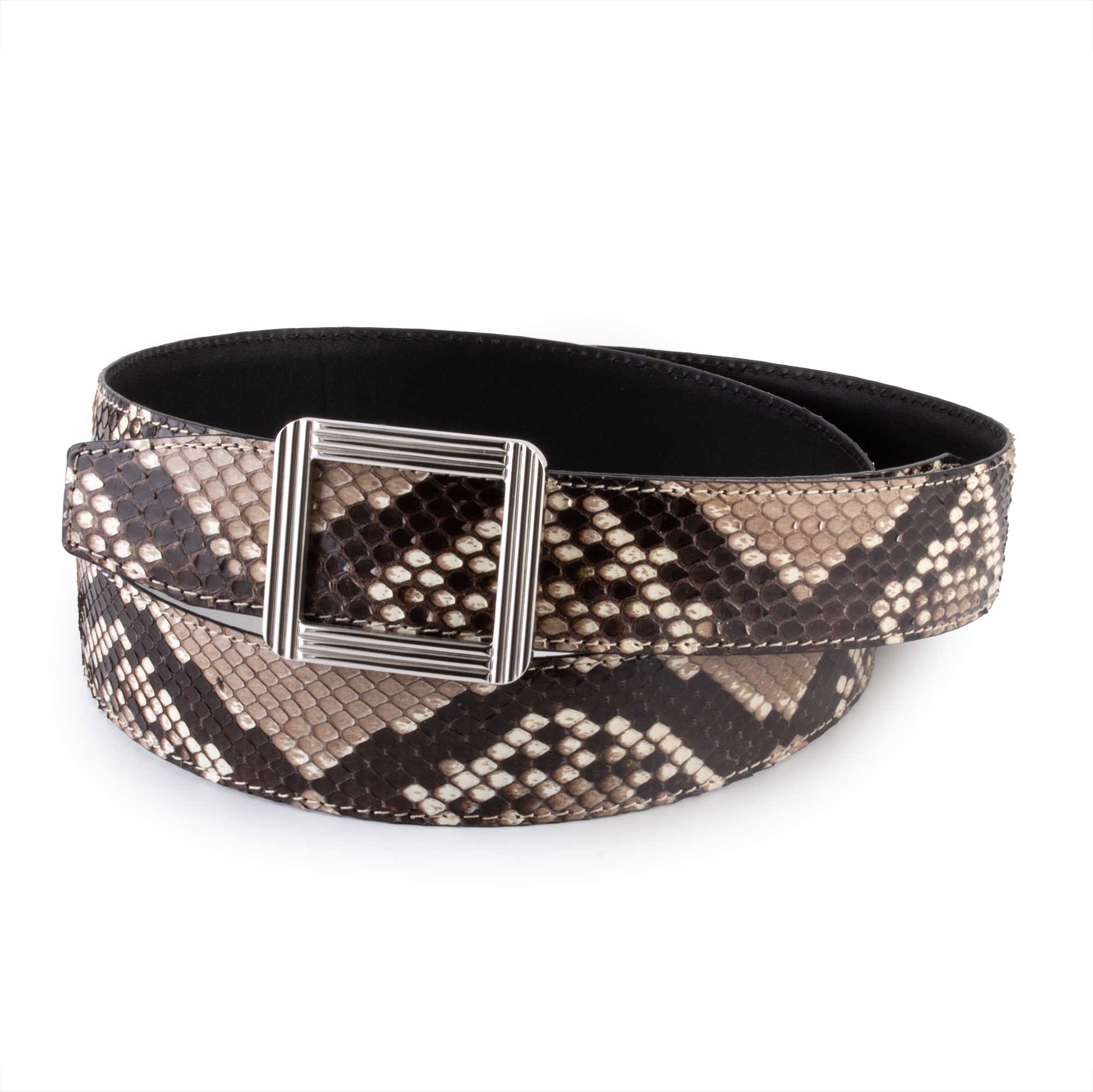 ABP leather belt + steel buckle - Shiny python