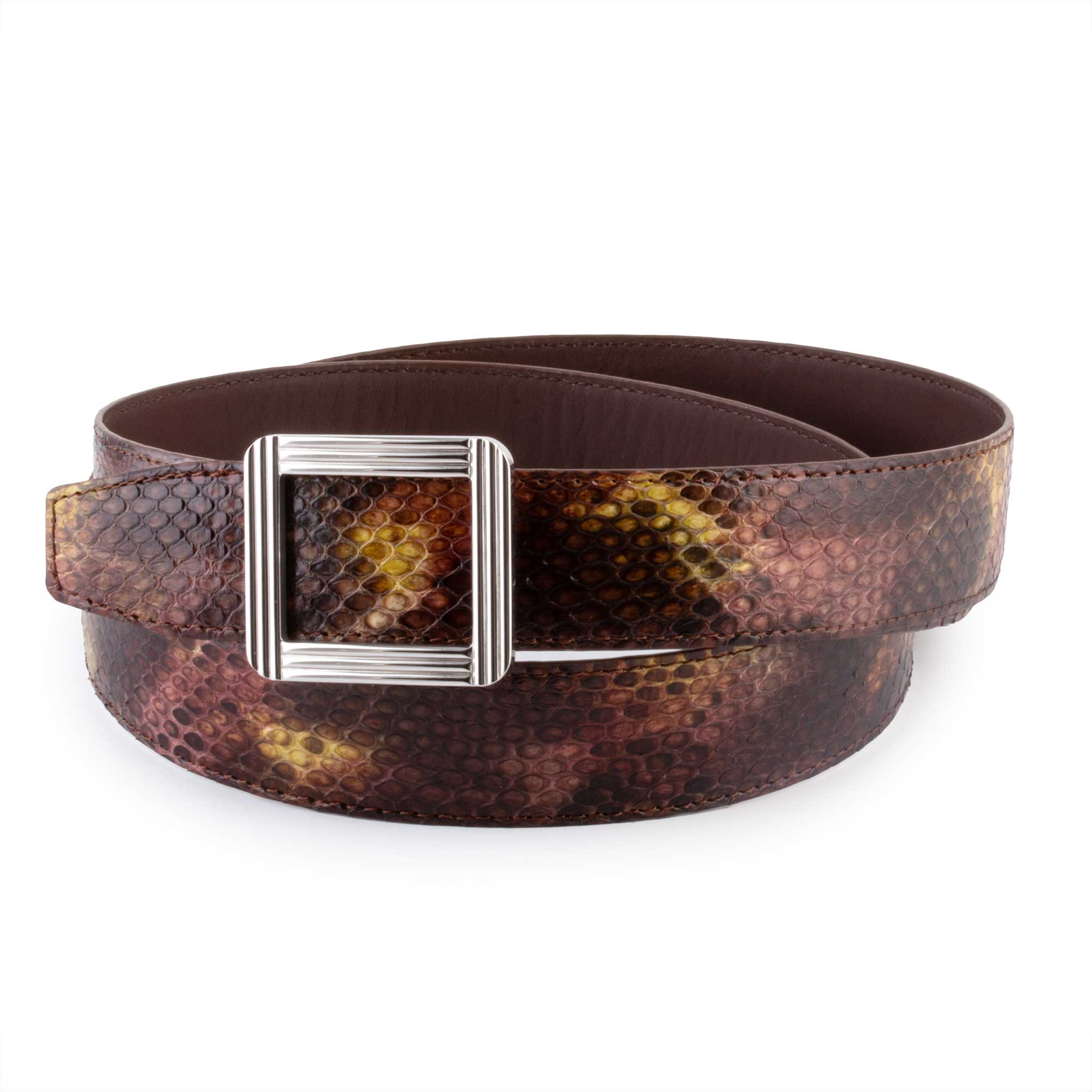 ABP leather belt + steel buckle - Shiny python