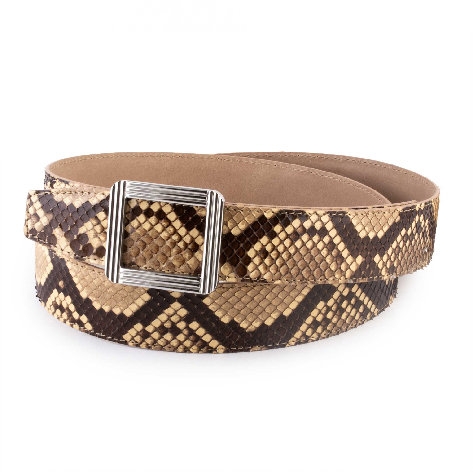 ABP leather belt + steel buckle - Shiny python