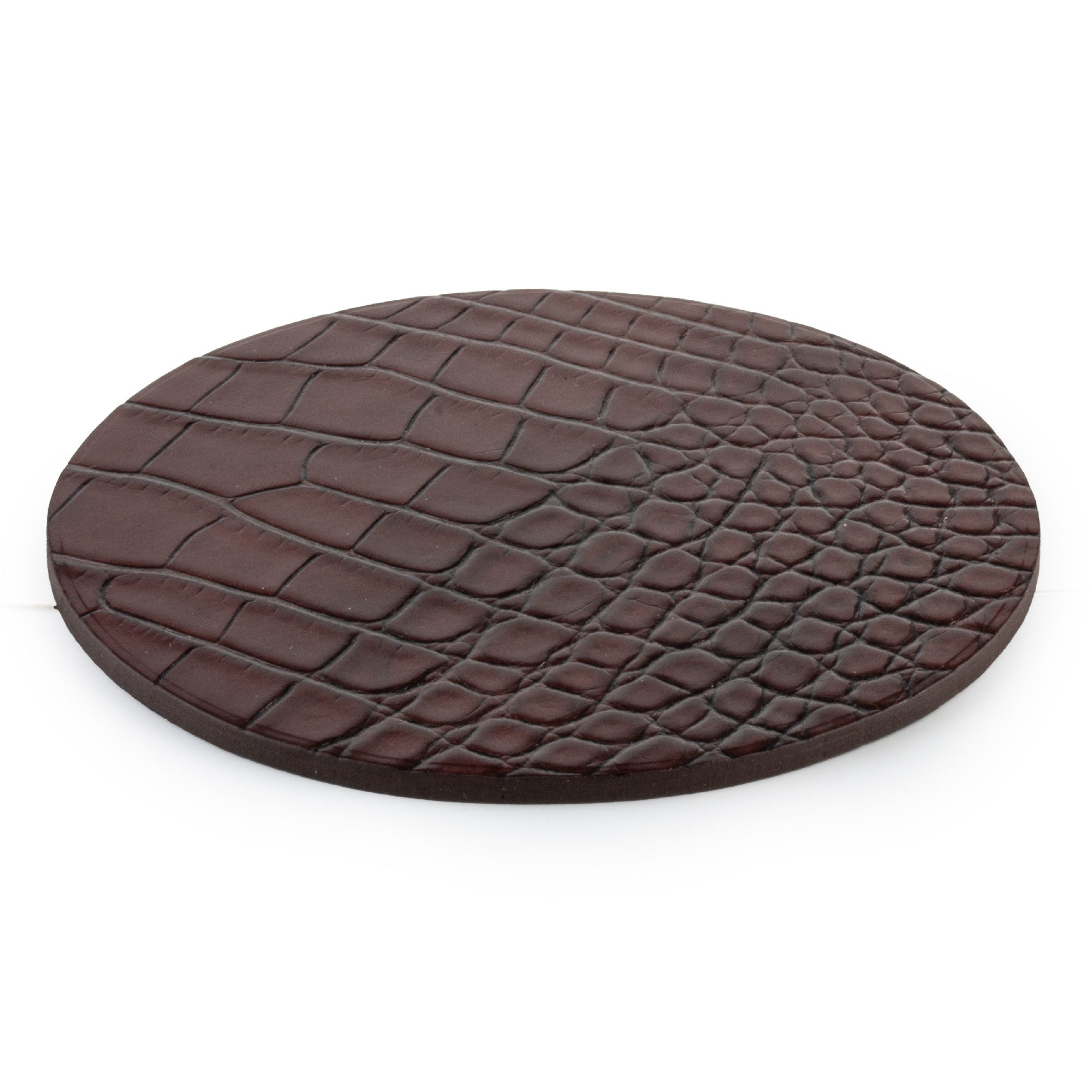 Set of 5 leather coasters - Havana brown "Patina" alligator