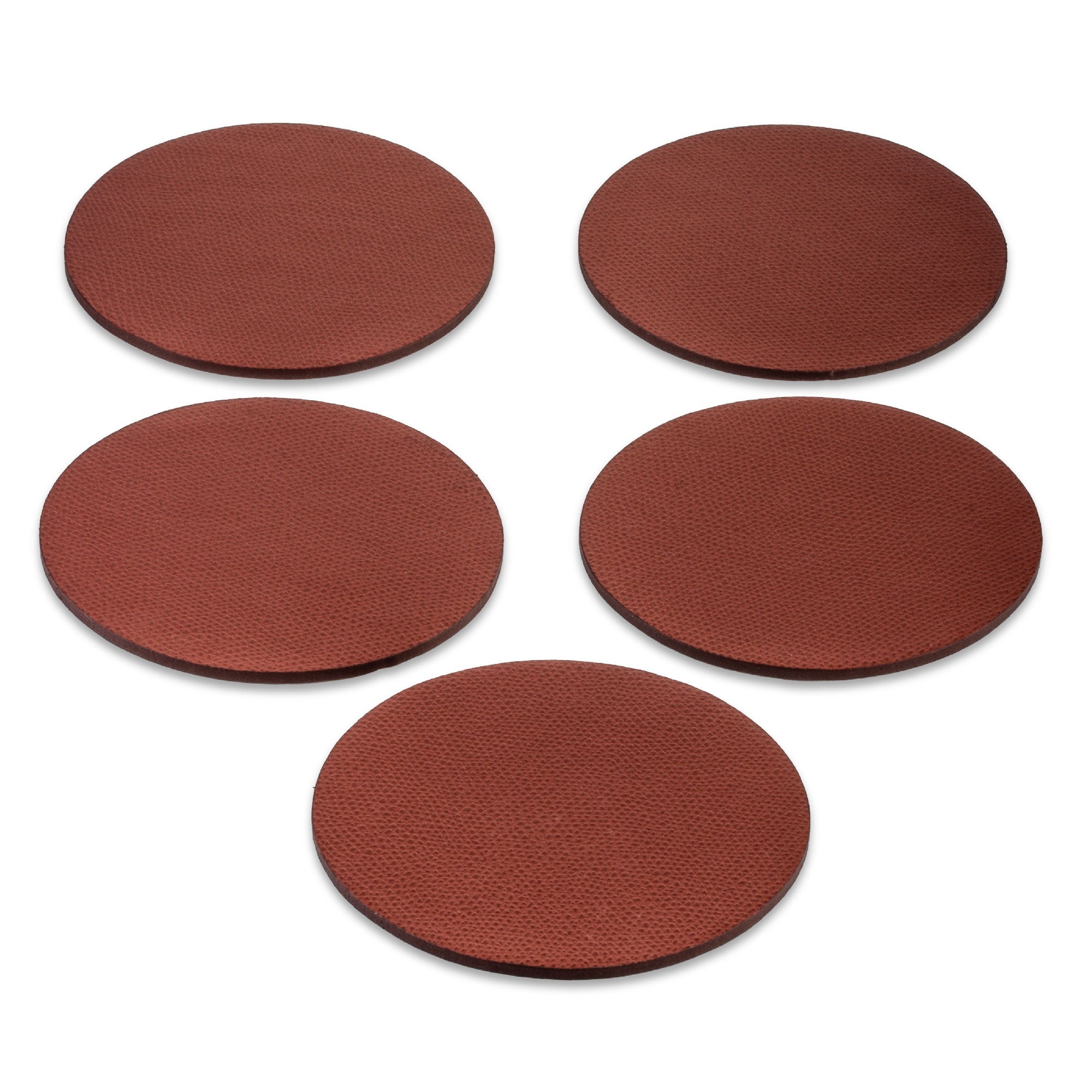 Set of 5 leather coasters - Brown grained calf