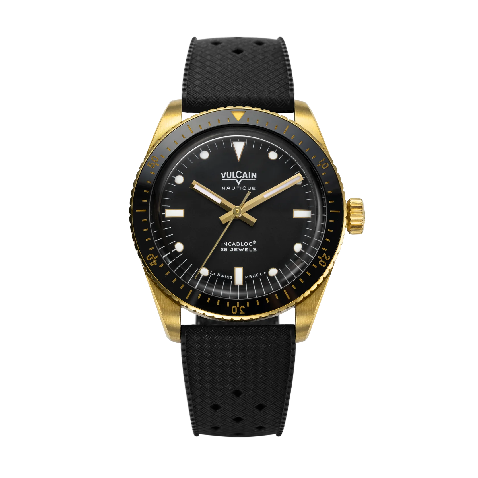 Vulcain Watch - Skindiver Nautique 38mm - Gold & Black