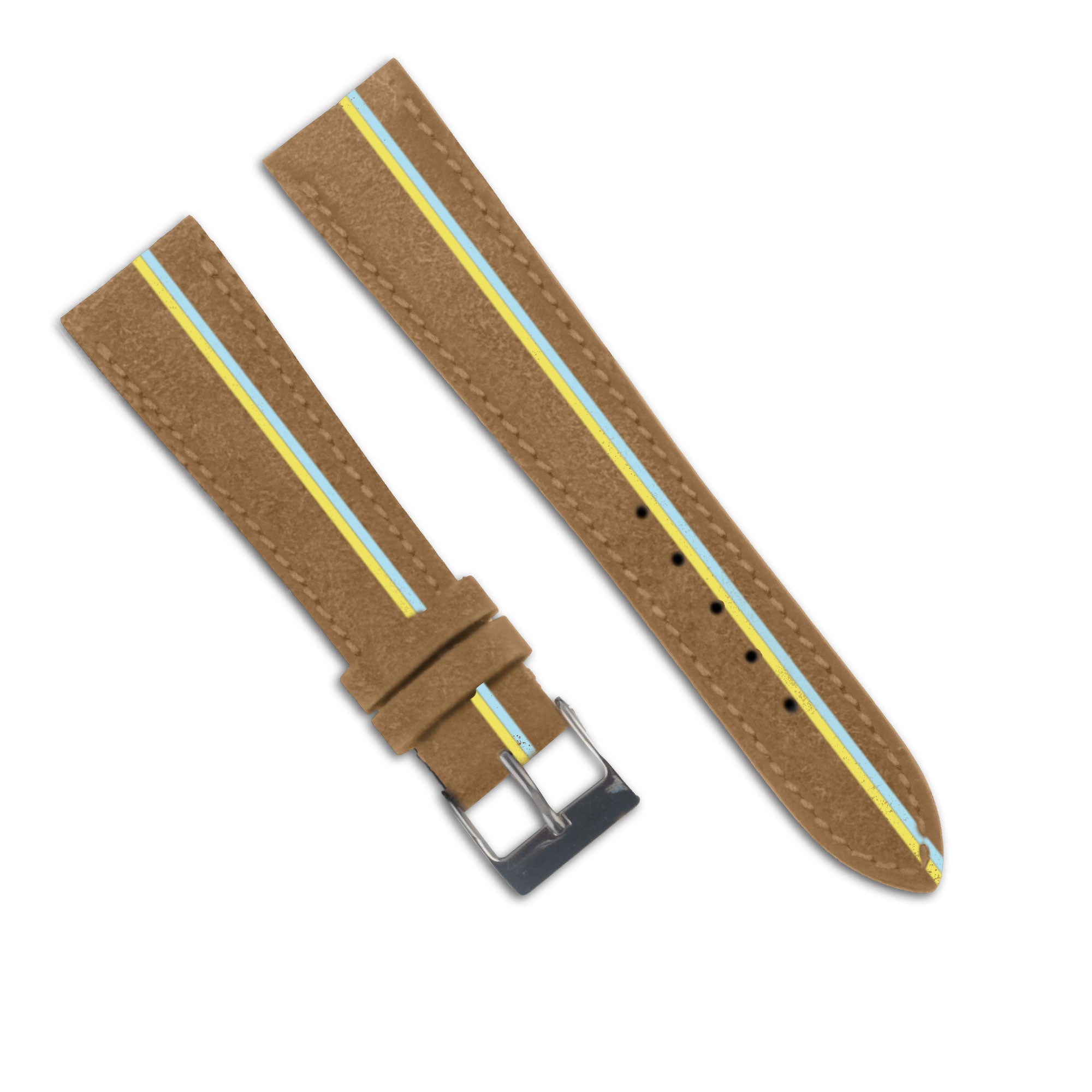 Leather Watch Strap "Chroma Stripes" 2 Lines - Calf (rubber, aged, brushed)