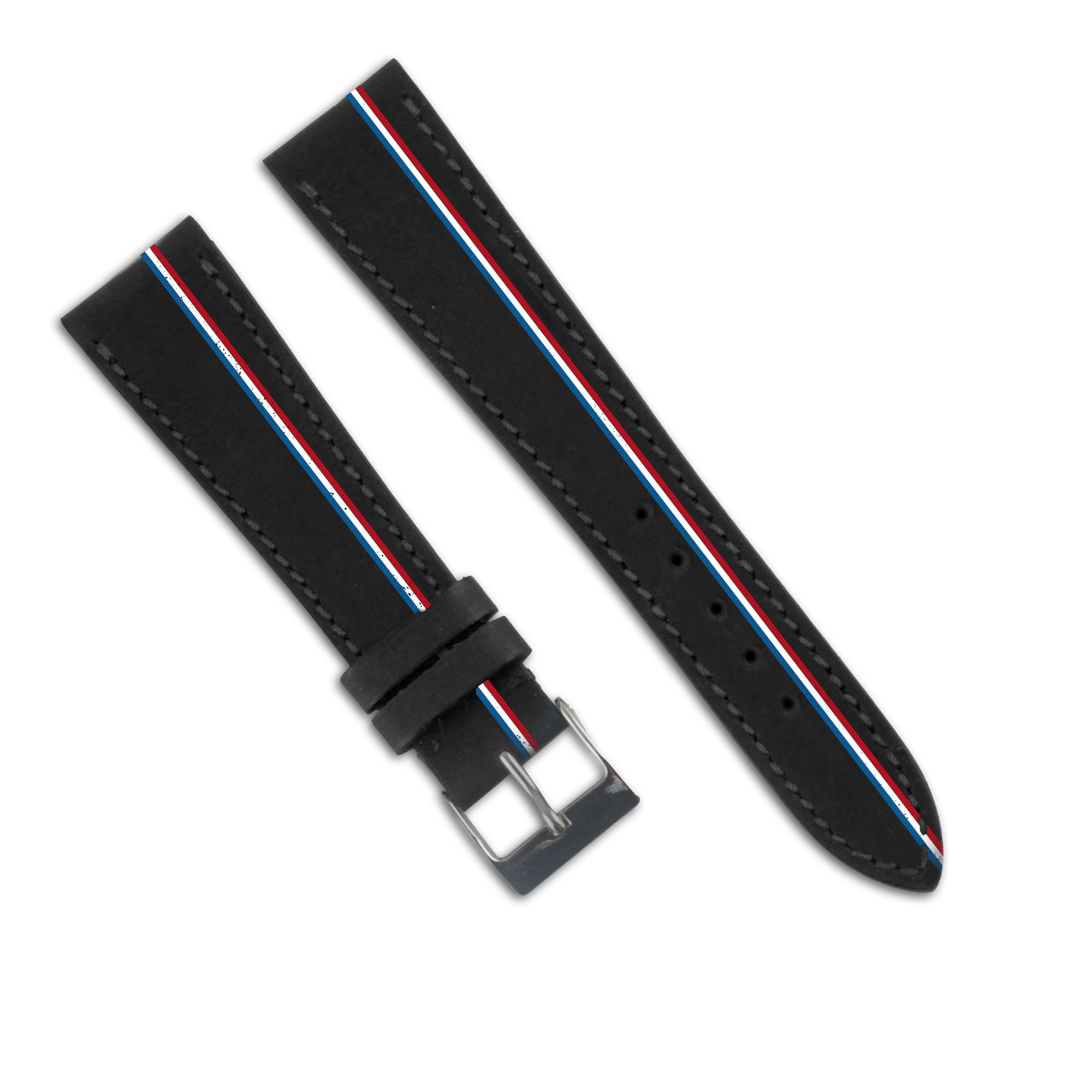 Bracelet montre cuir "Chroma Stripes" 3 lignes - Veau (rubber, vieilli, brossé)