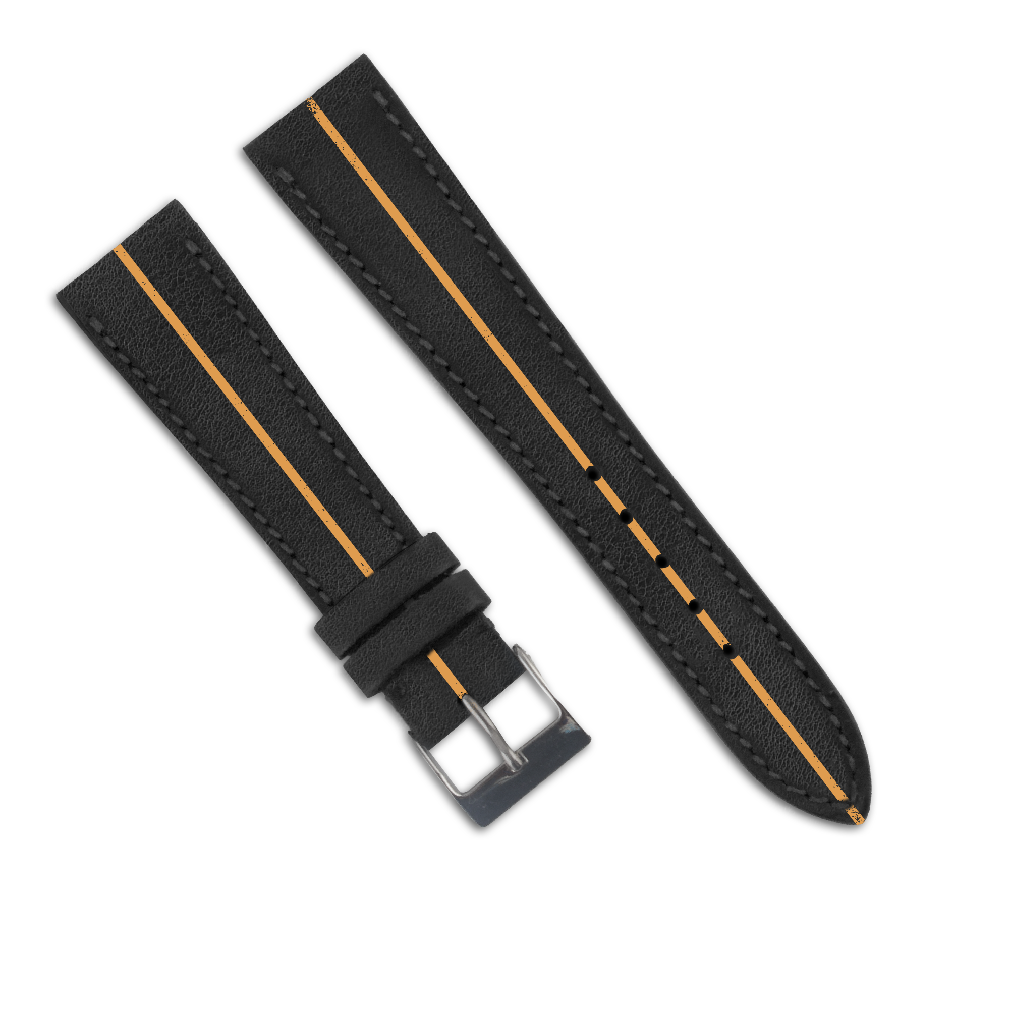 Leather Watch Strap "Chroma Stripe" 1 Line - Calf (rubber, aged, brushed)