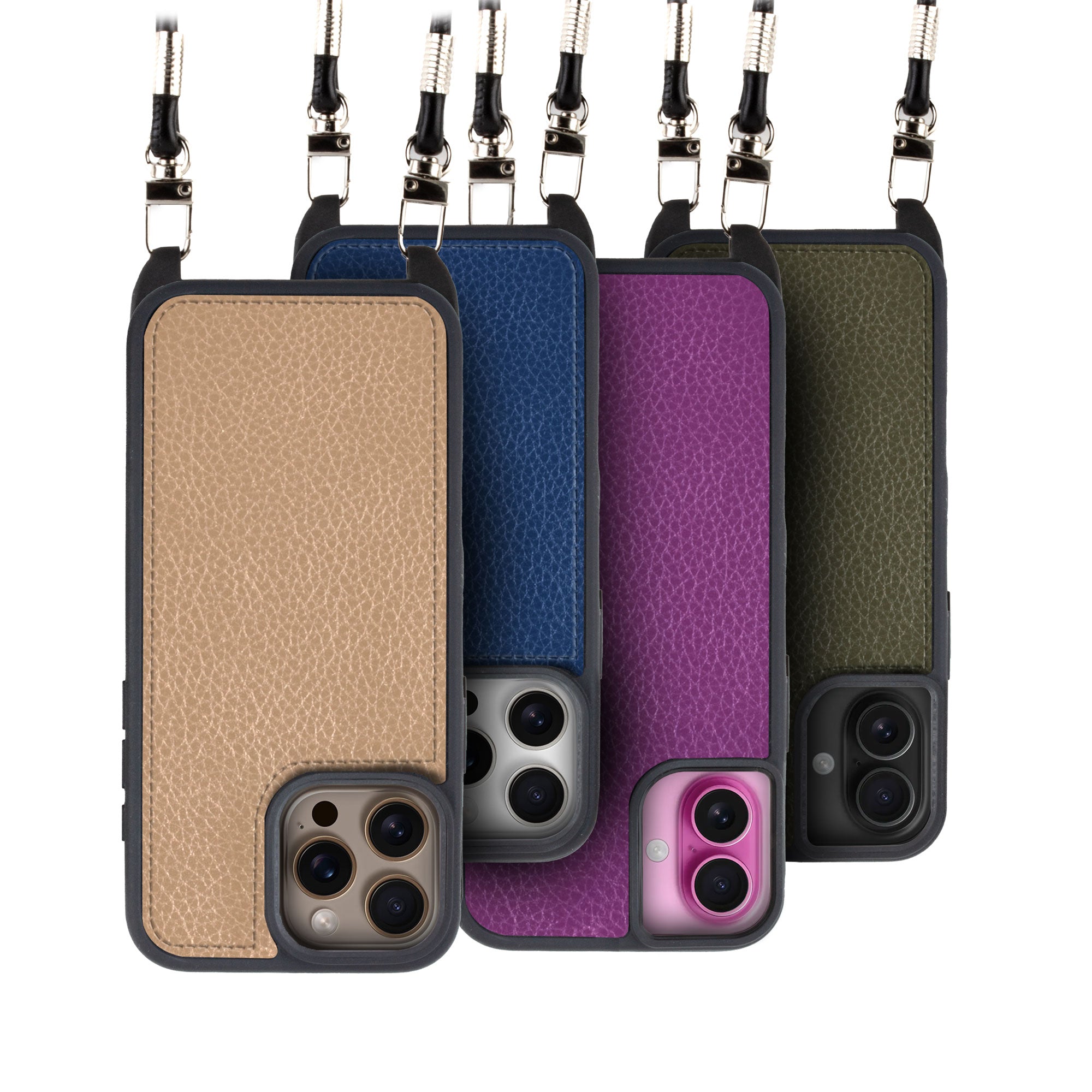 iPhone "Crossbody" case with leather cover - iPhone 16 ( all models ) - Buffalo