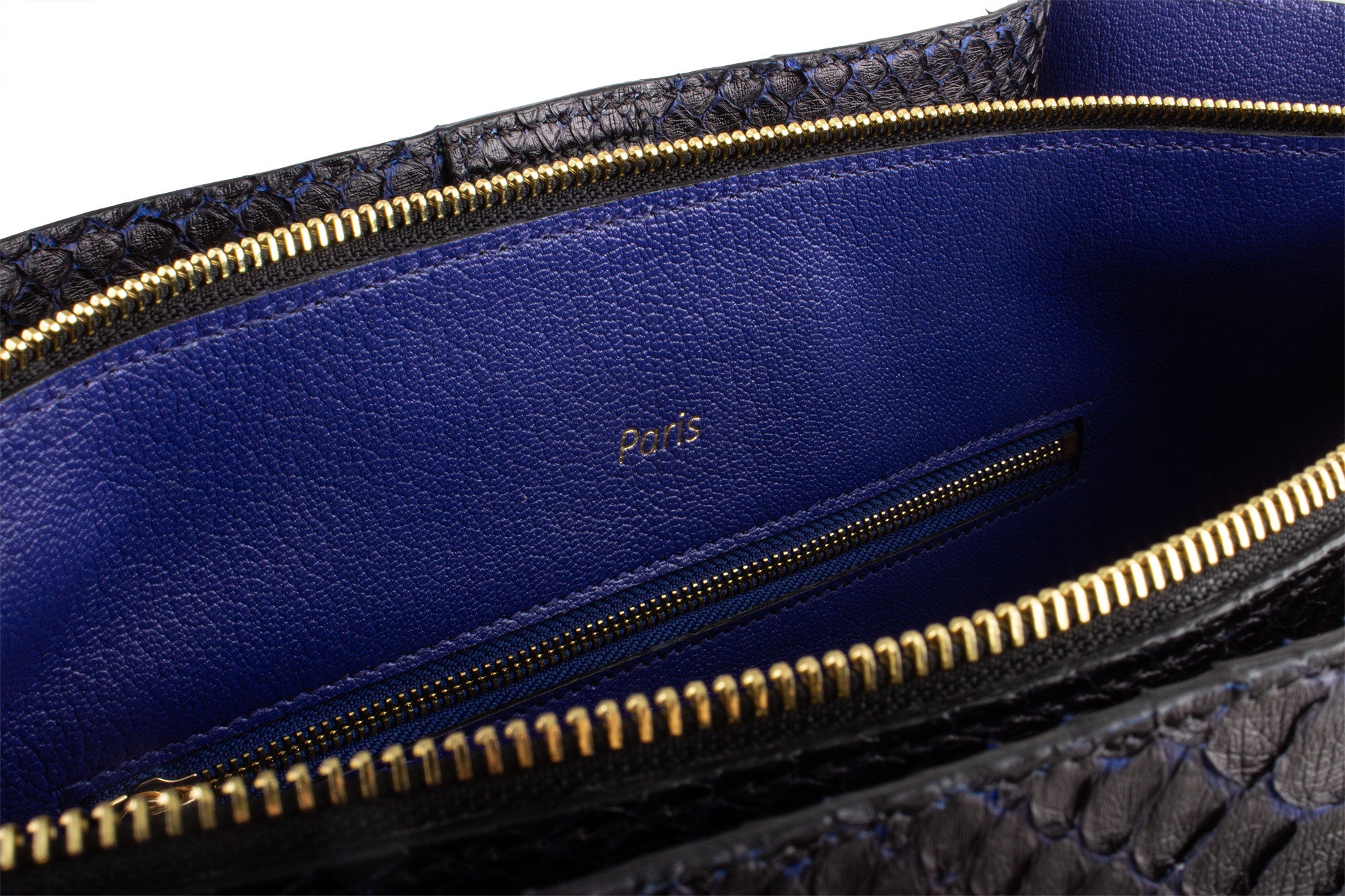 Leather handbag - Black / blue python