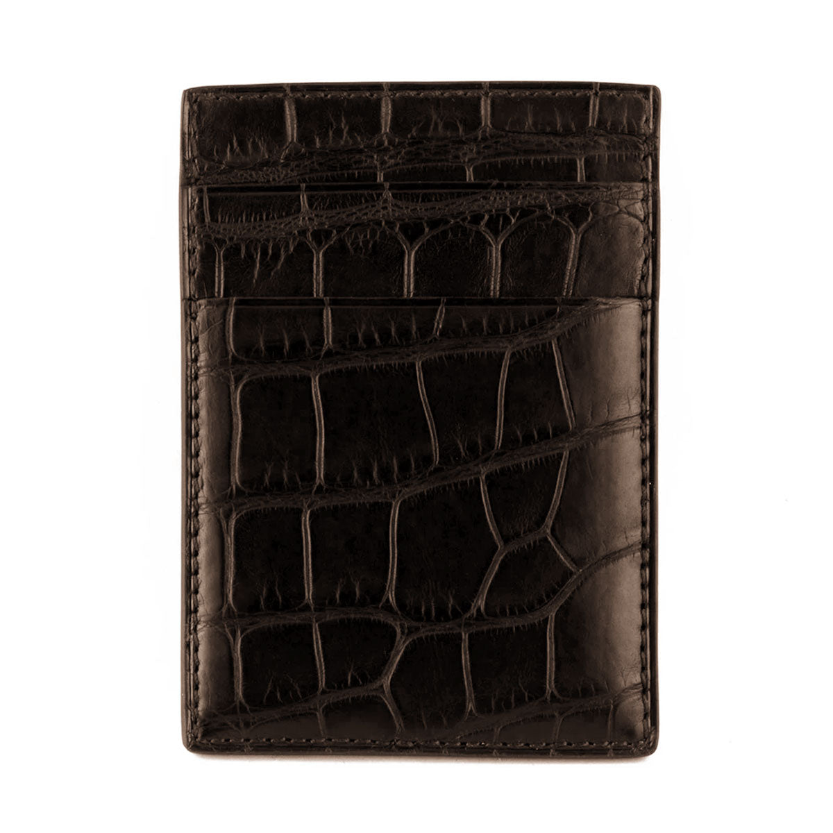 Ostrich Leather Vertical Card Holder, Red 