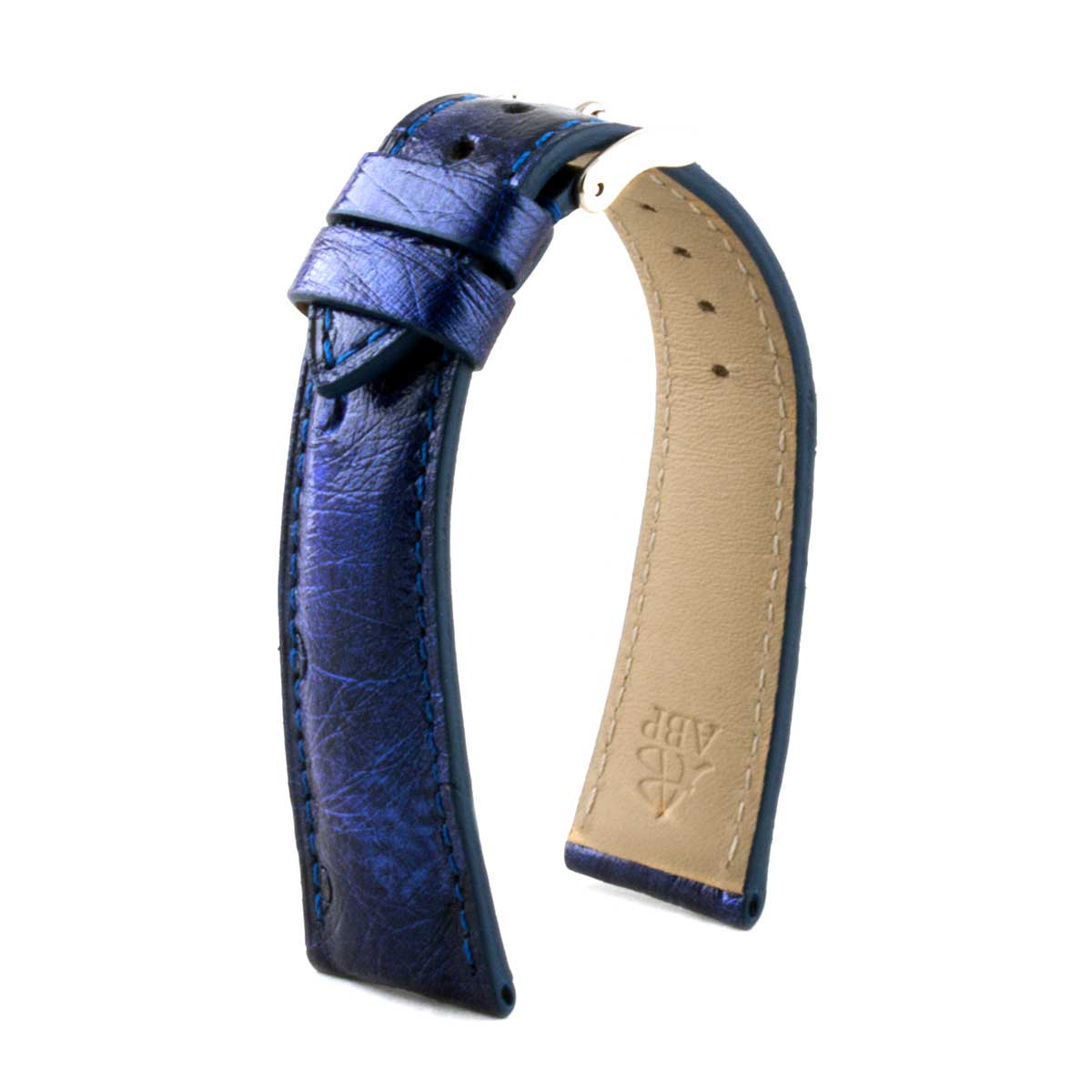 Vincent Blue Ostrich leather strap 22mm Breitling style