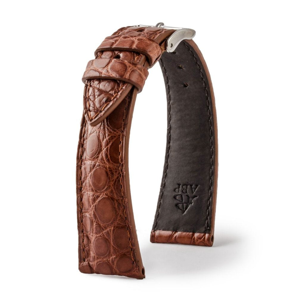 Aftermarket Bracelet/Strap Brown Leather Strap for Louis Vuitton Tambour in Crocodile/Alligator Grain