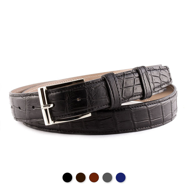 Classic leather belt with polished golden H buckle - Alligator – ABP  Concept