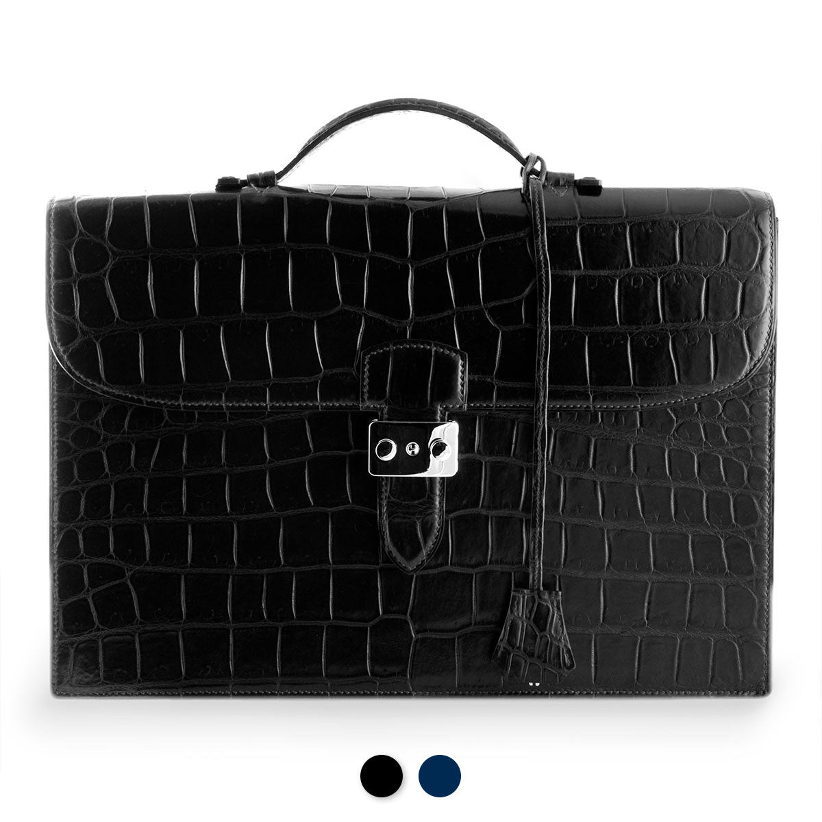 Leather suitcase - Black alligator / crocodile - Paris store – ABP Concept