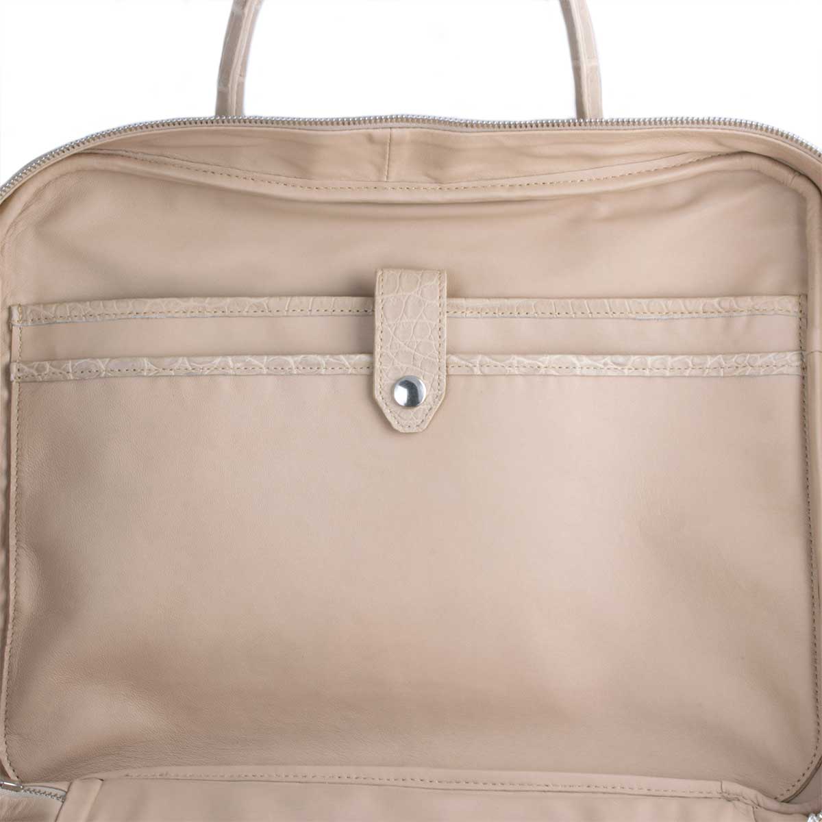 Leather briefcase - Beige porosus crocodile bag – ABP Concept