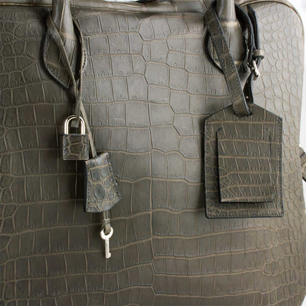 Leather business briefcase - Brown alligator / Blue calf Paris store – ABP  Concept