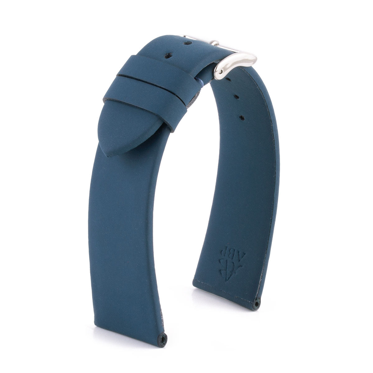 Bracelet montre cuir de veau structuré bleu 22mm